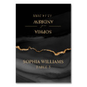 ブラック&ゴールドの結婚式テーブルカード テーブルナンバー (正面)