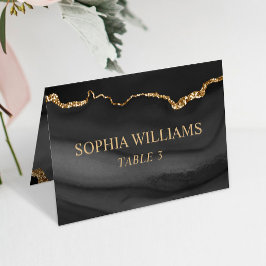 ブラック＆ゴールドの結婚式テーブルカード テーブルナンバー