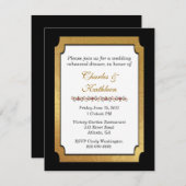 ブラック&ゴールドの結婚式リハーサルディナー招待状 招待状 (正面/裏面)