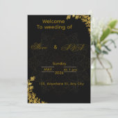 ブラック&ゴールドの結婚式招待状 | 高級感あふれるエレガントなデザイン 招待状 (スタンド正面)