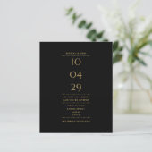 ブラック+ゴールドの結婚式日程 ウェディングインビテーション (スタンド正面)