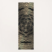ブラック＆ゴールドの花モチーフの美しいマンダラ ヨガマット (正面)