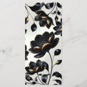 ブラック＆ゴールドの花柄グレージュのウェディングメニュー メニュー (裏面)