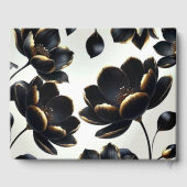 ブラック＆ゴールドの花柄グレージュのウェディング ゲストブック (裏面)