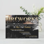 ブラック＆ゴールドの花火パーティー招待状 招待状 (スタンド正面)
