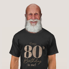 ブラック&ゴールドの華やかな80歳の誕生日フォト Tシャツ