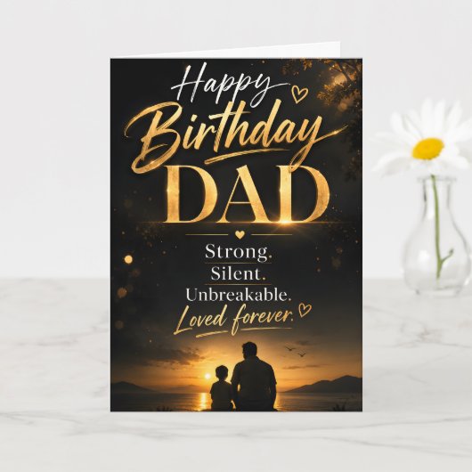 ブラック&ゴールドの誕生日デザイン 洗練された誕生日 カード (小さな植物)