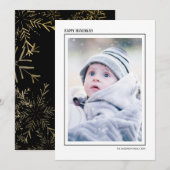 ブラック&ゴールドの雪の結晶 ハヌカ 祝賀 家族写真 シーズンカード (正面/裏面)