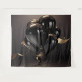 ブラック＆ゴールドの風船の背景 タペストリー (正面(横))