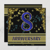 ブラック＆ゴールドの8周年パーティー 招待状 (正面/裏面)