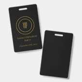 ブラック＆ゴールドの chic な誕生日パーティー VIP アクセス バッジ (正面＆裏面)