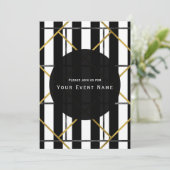 ブラック＆ゴールドの chic グラム幾何学パーティー招待状 招待状 (スタンド正面)