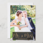 ブラック&ゴールドのMr.&Mrs. 結婚式の写真ありがとうございます 招待状 (正面)