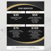 ブラック&ゴールドオートディテイリング、カーワッシュフライヤー チラシ (裏面)