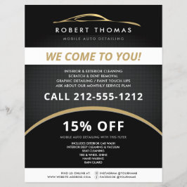 ブラック＆ゴールドオートディテイリング、カーワッシュフライヤー チラシ