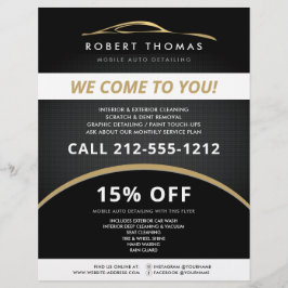 ブラック＆ゴールドオートディテイリング、カーワッシュフライヤー チラシ