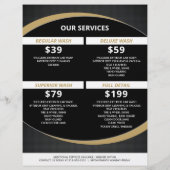 ブラック&ゴールドオートディテーリング、カーワッシュチラシ チラシ (裏面)