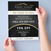 ブラック&ゴールドオートディテーリング、カーワッシュチラシ チラシ (手)