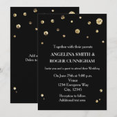 ブラック&ゴールドグリッター モダンウェディング招待状 招待状 (正面/裏面)