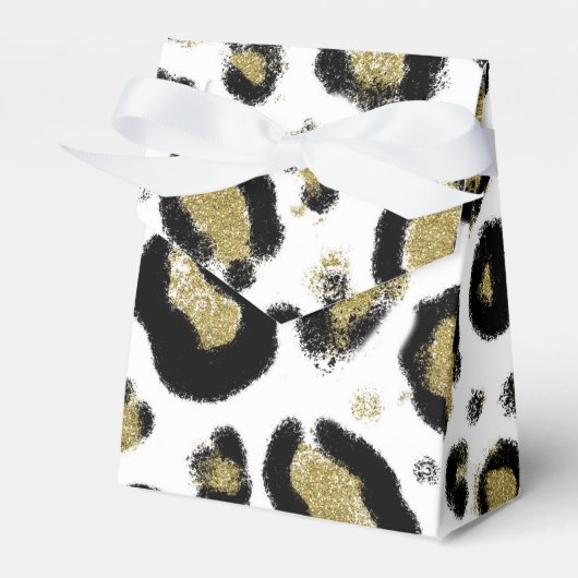 ブラック＆ゴールドヒョウ トラ柄 誕生日パーティー フェイバーボックス (正面サイド)