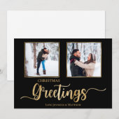 ブラック&ゴールドフォイルのクリスマスグリーティング2フォトカード シーズンカード (正面/裏面)