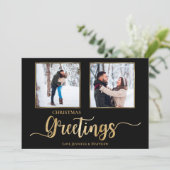 ブラック&ゴールドフォイルのクリスマスグリーティング2フォトカード シーズンカード (スタンド正面)