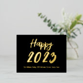 ブラック&ゴールドフォイルカスタムハッピーニューイヤー2023 箔シーズンポストカード (立ち正面)