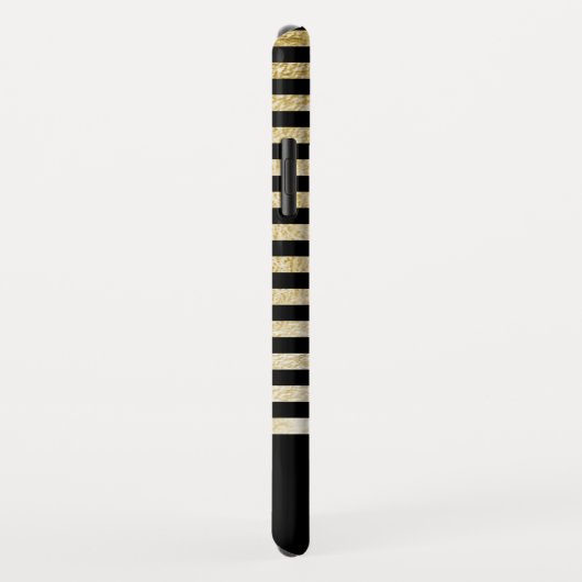 ブラック – ゴールドフォイルストライプモノグラム Case-Mate iPhoneケース (裏面/右)