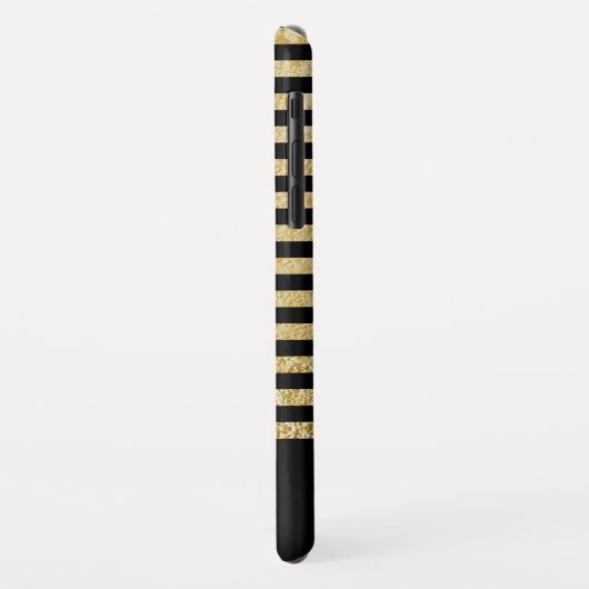 ブラック – ゴールドフォイルストライプモノグラム Case-Mate iPhoneケース (裏面/左)