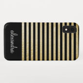 ブラック – ゴールドフォイルストライプモノグラム Case-Mate iPhoneケース (裏面(横))