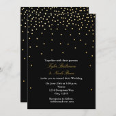 ブラック&ゴールドフォイルドットモダン結婚式招待状 招待状 (正面/裏面)