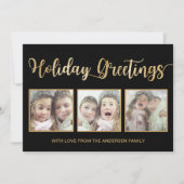 ブラック&ゴールドフォイル休日の挨拶3 Photo Card シーズンカード (正面)