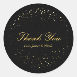 ブラック&ゴールドフォイル抽象芸術サークルドットステッカー ラウンドシール