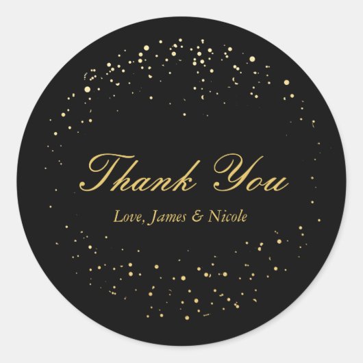 ブラック&ゴールドフォイル抽象芸術サークルドットステッカー ラウンドシール (正面)