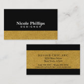 ブラック&ゴールドフォイル紙吹雪シックな名刺 名刺 (正面/裏面)