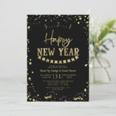 ブラック&ゴールドフォイル紙吹雪大晦日パーティー シーズンカード (スタンド正面)
