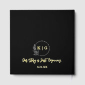 ブラック&ゴールドフォイル結婚モノグラムのゲストブック ゲストブック (裏面)