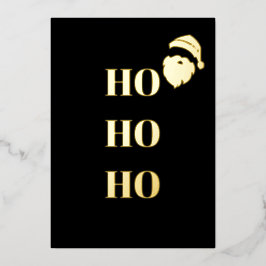 ブラック&ゴールドフォイル「HO HO HO」サンタクリスマスカード 箔シーズンカード