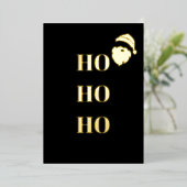 ブラック&ゴールドフォイル「HO HO HO」サンタクリスマスカード 箔シーズンカード (立ち正面)