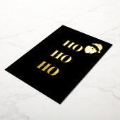 ブラック&ゴールドフォイル「HO HO HO」サンタクリスマスカード 箔シーズンカード (回転した状態)