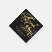 ブラック&ゴールドフォイルThank You Writhis 結婚's スタンダードカクテルナプキン (角)