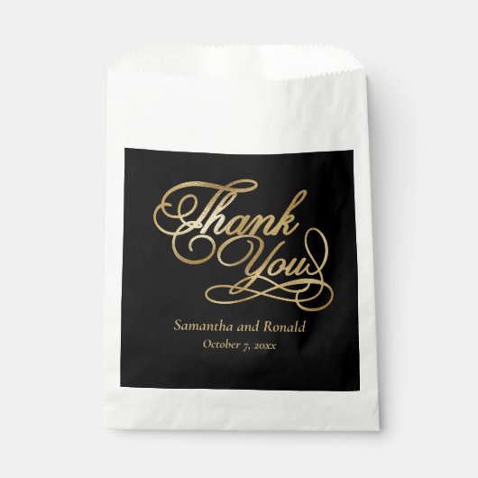 ブラック&ゴールドフォイルThank You Writhis 結婚's フェイバーバッグ (正面)