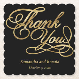 ブラック&ゴールドフォイルThank You Writhis 結婚's ペーパーコースター