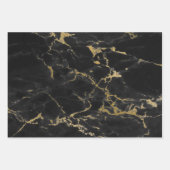 ブラック＆ゴールドマーブル ラッピングペーパーシート (正面3)