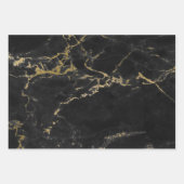 ブラック＆ゴールドマーブル ラッピングペーパーシート (正面)