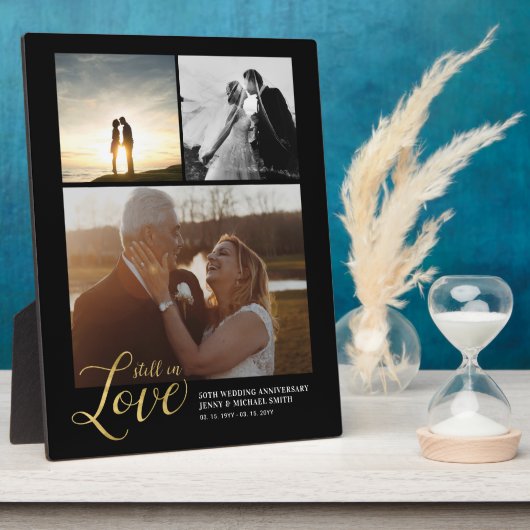 ブラック＆ゴールドラブアニバーサリーギフトフォトブロック フォトプラーク (側面)