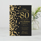  ブラック ゴールドラメ 80歳の誕生日 招待状 (スタンド正面)