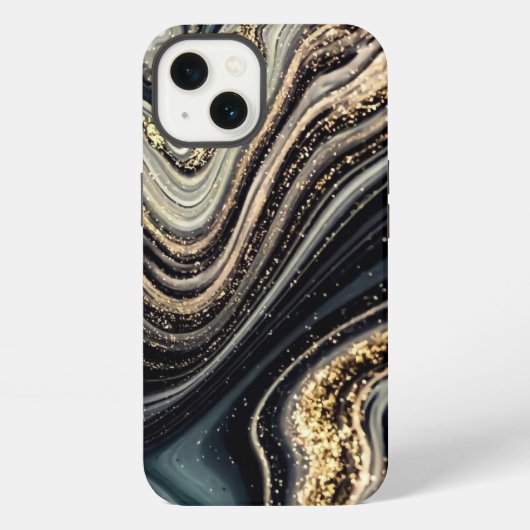 ブラック＆ゴールド抽象画 Case-Mate iPhoneケース iPhone 13ケース (裏面)