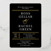 ブラック&ゴールド箔結婚式招待状:アールデコ 箔招待状 (正面)