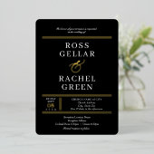 ブラック&ゴールド箔結婚式招待状:アールデコ 箔招待状 (立ち正面)